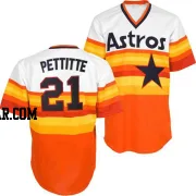 Andy Pettitte Men's Houston Astros White/Orange Authentic Throwback Jersey