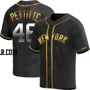 Andy Pettitte Men's New York Yankees Black Golden Replica Alternate Jersey