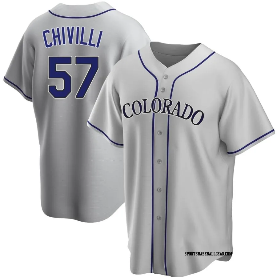 Angel Chivilli Men's Colorado Rockies Gray Replica Road Jersey