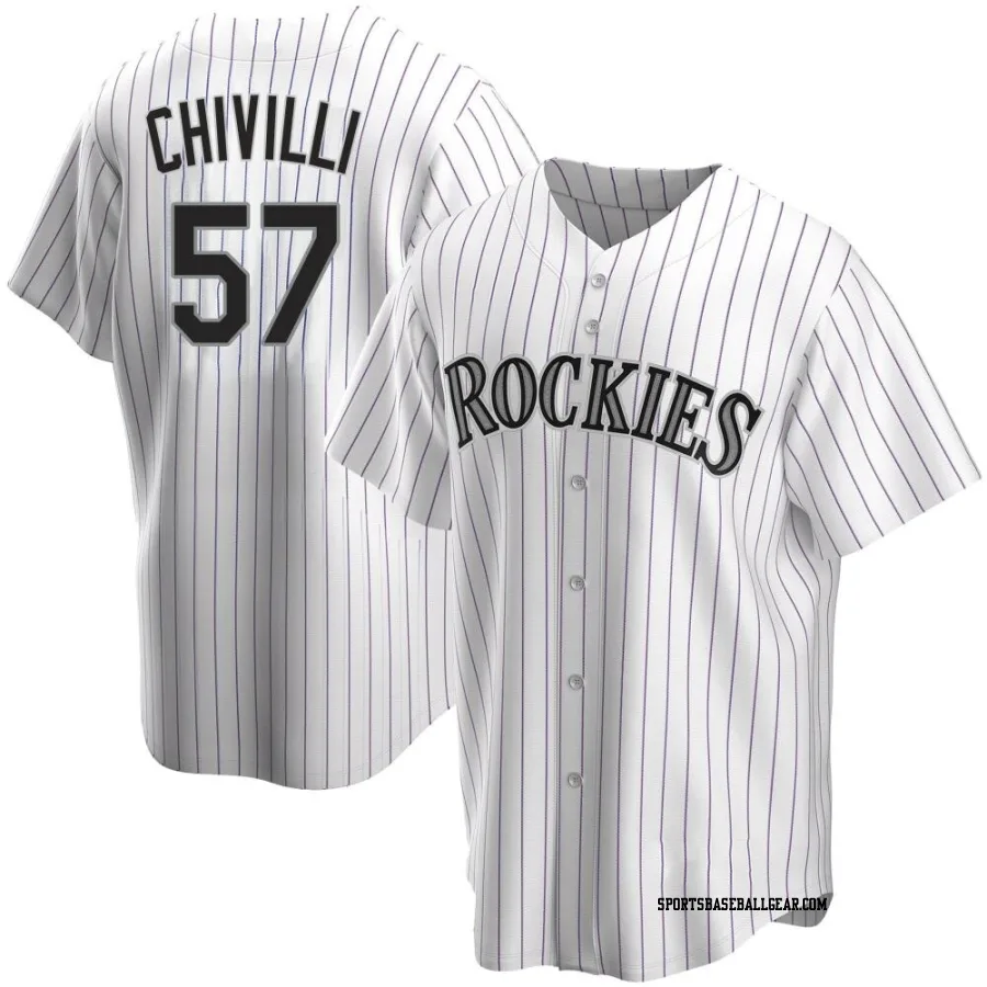 Angel Chivilli Men's Colorado Rockies White Replica Home Jersey