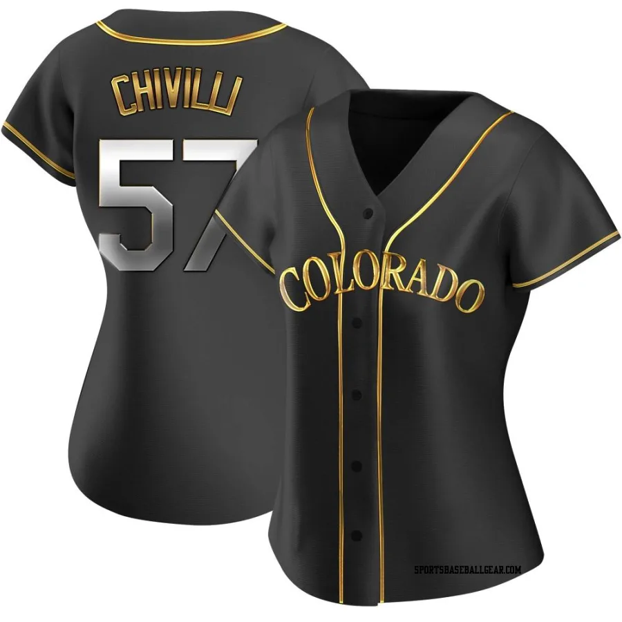 Angel Chivilli Women's Colorado Rockies Black Golden Replica Alternate Jersey