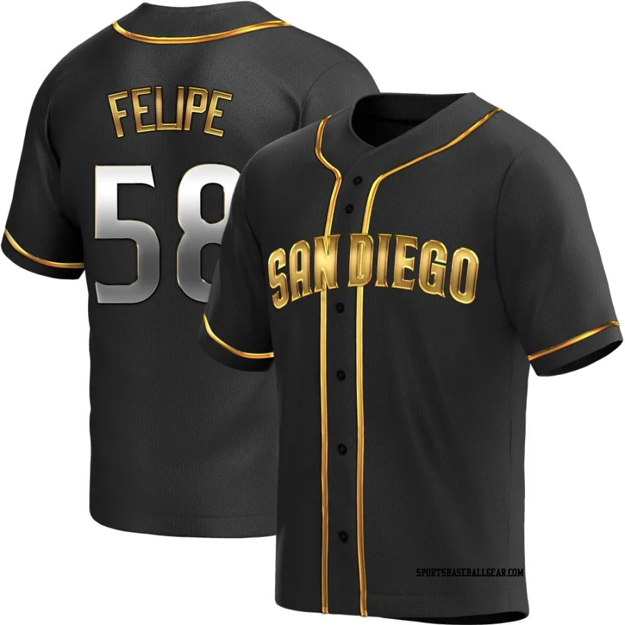 Angel Felipe Men's San Diego Padres Black Golden Replica Alternate Jersey