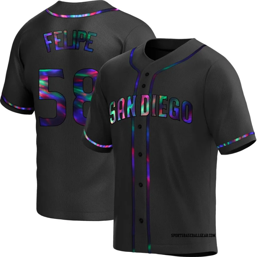 Angel Felipe Men's San Diego Padres Black Holographic Replica Alternate Jersey