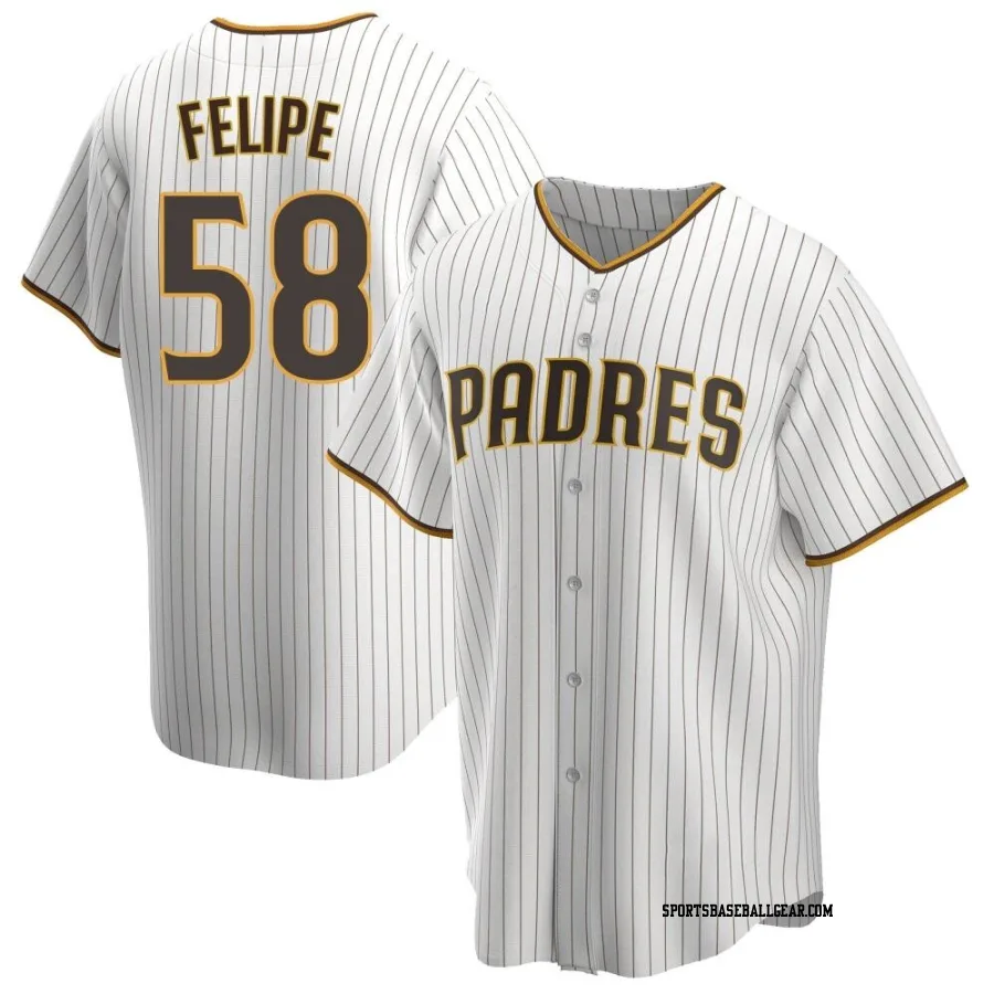 Angel Felipe Men's San Diego Padres White/Brown Replica Home Jersey