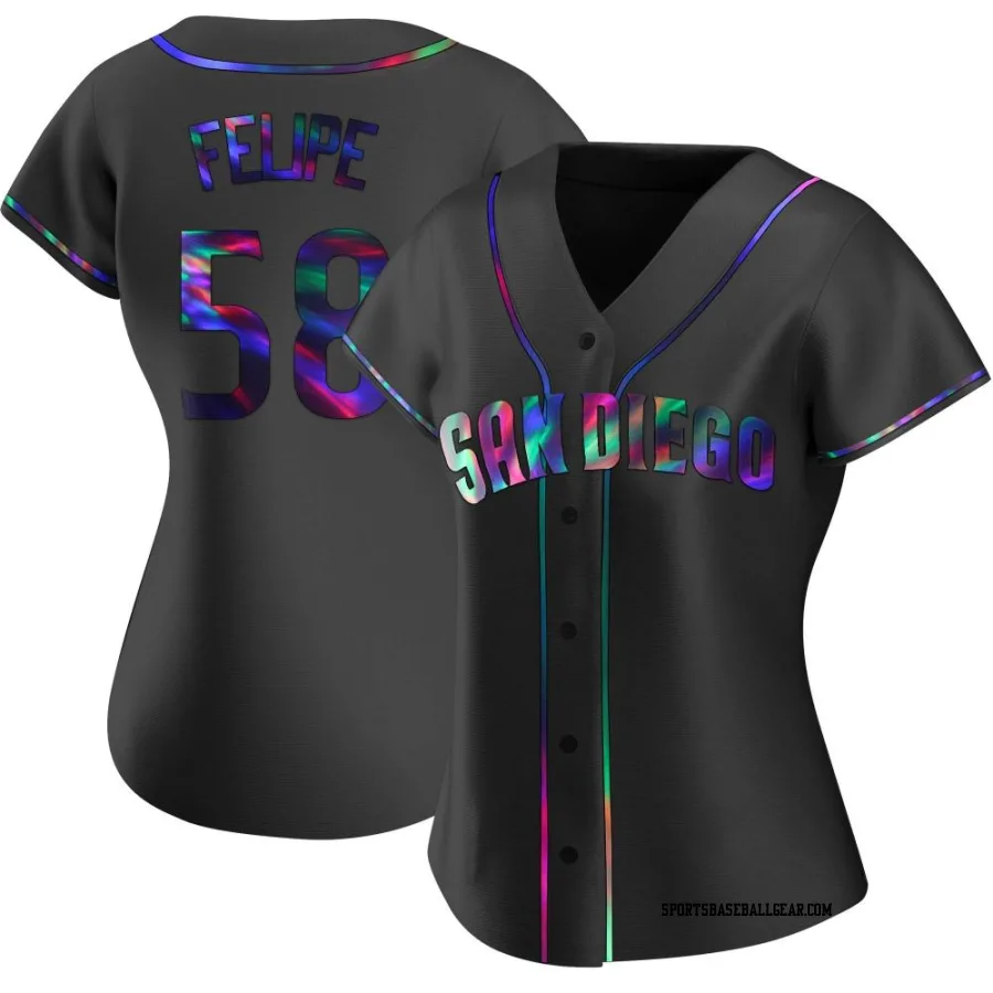 Angel Felipe Women's San Diego Padres Black Holographic Replica Alternate Jersey