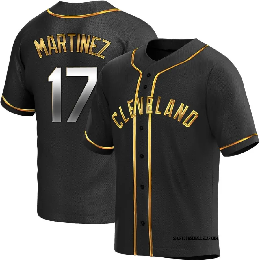 Angel Martinez Men's Cleveland Guardians Black Golden Replica Alternate Jersey