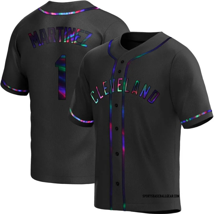 Angel Martinez Men's Cleveland Guardians Black Holographic Replica Alternate Jersey