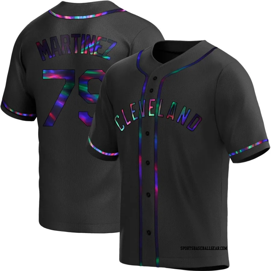 Angel Martinez Men's Cleveland Guardians Black Holographic Replica Alternate Jersey