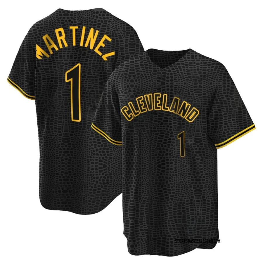 Angel Martinez Men's Cleveland Guardians Black Replica Snake Skin City Jersey