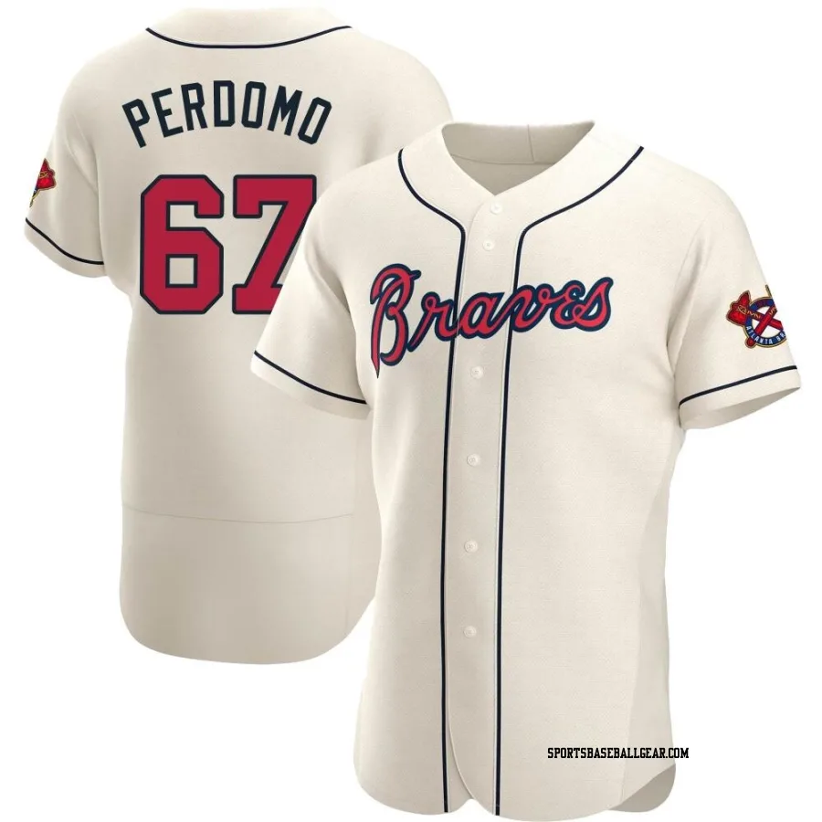 Angel Perdomo Men's Atlanta Braves Cream Authentic Alternate Jersey