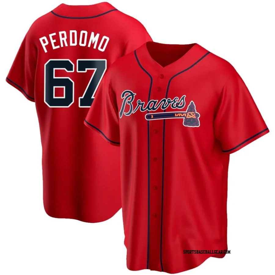 Angel Perdomo Men's Atlanta Braves Red Replica Alternate Jersey