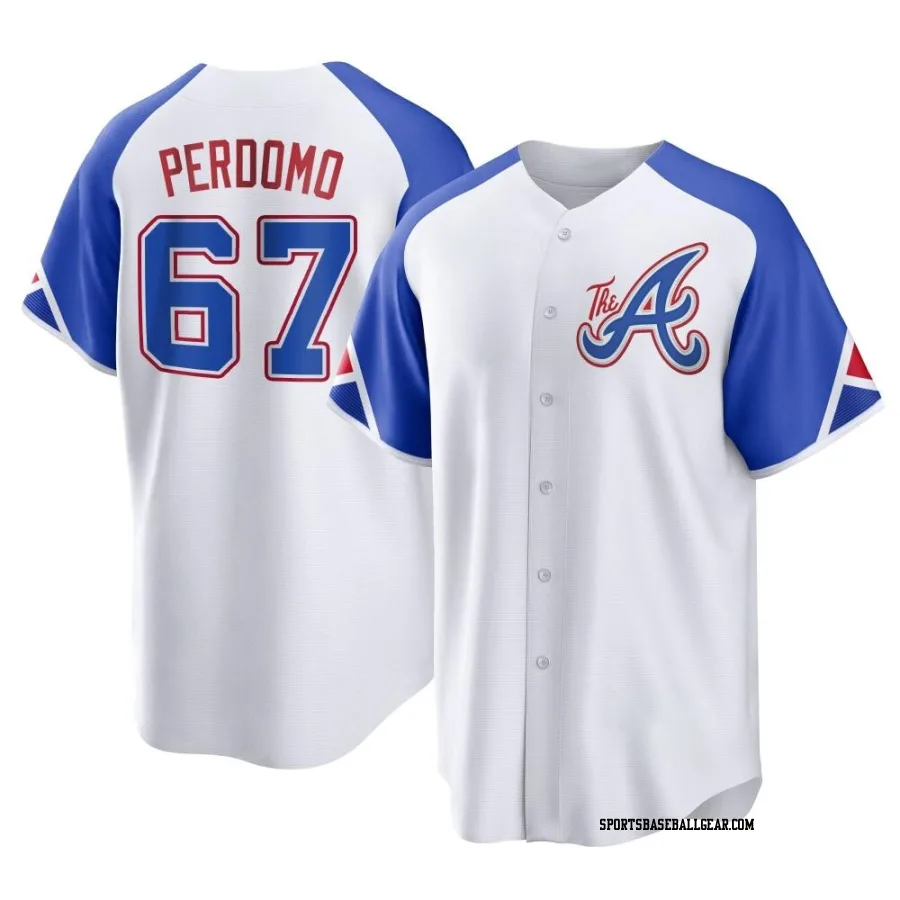 Angel Perdomo Men's Atlanta Braves White Replica 2023 City Connect Jersey