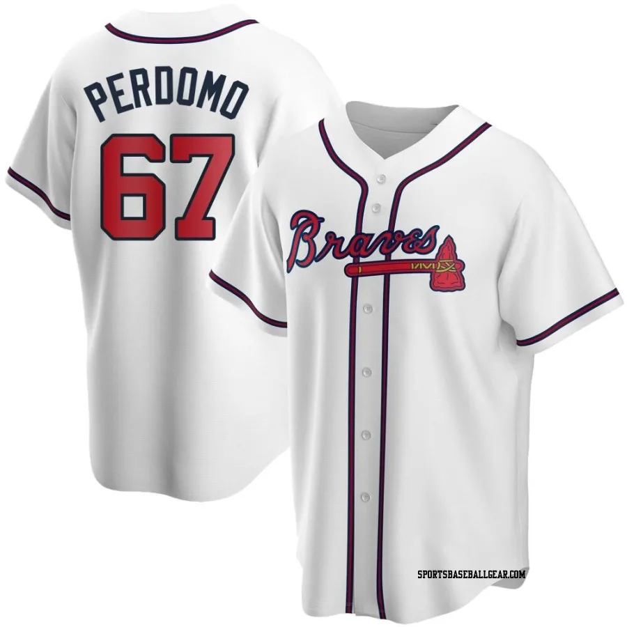 Angel Perdomo Men's Atlanta Braves White Replica Home Jersey