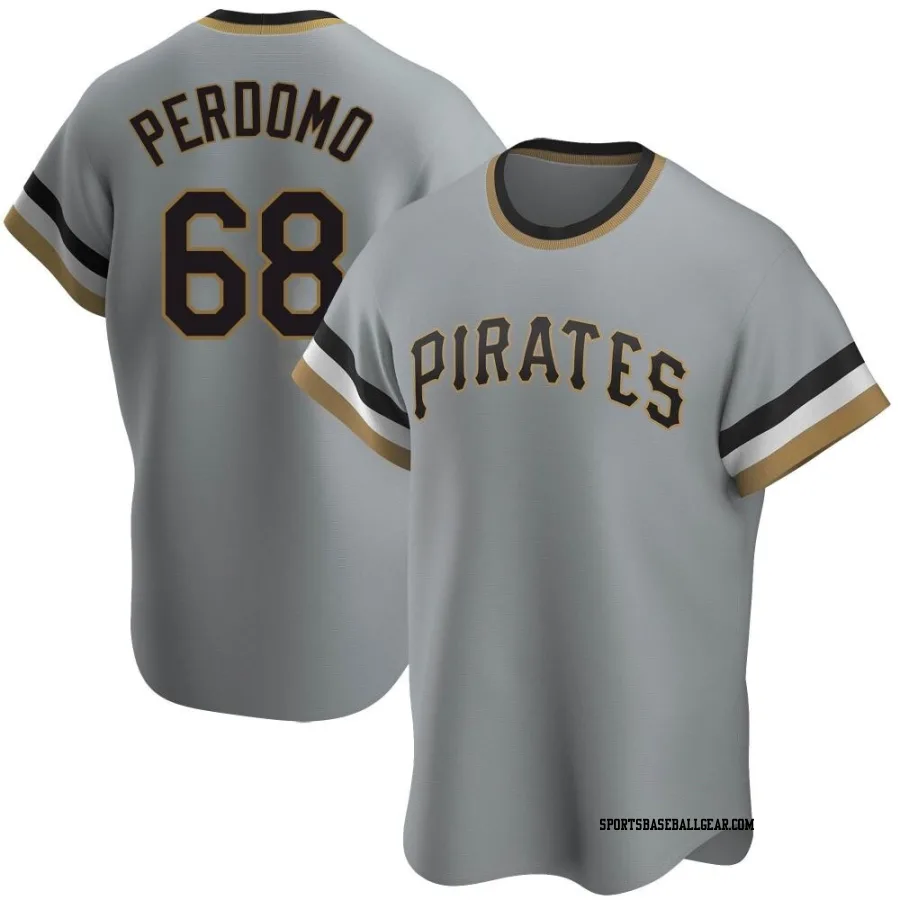 Angel Perdomo Men's Pittsburgh Pirates Gray Replica Road Cooperstown Collection Jersey