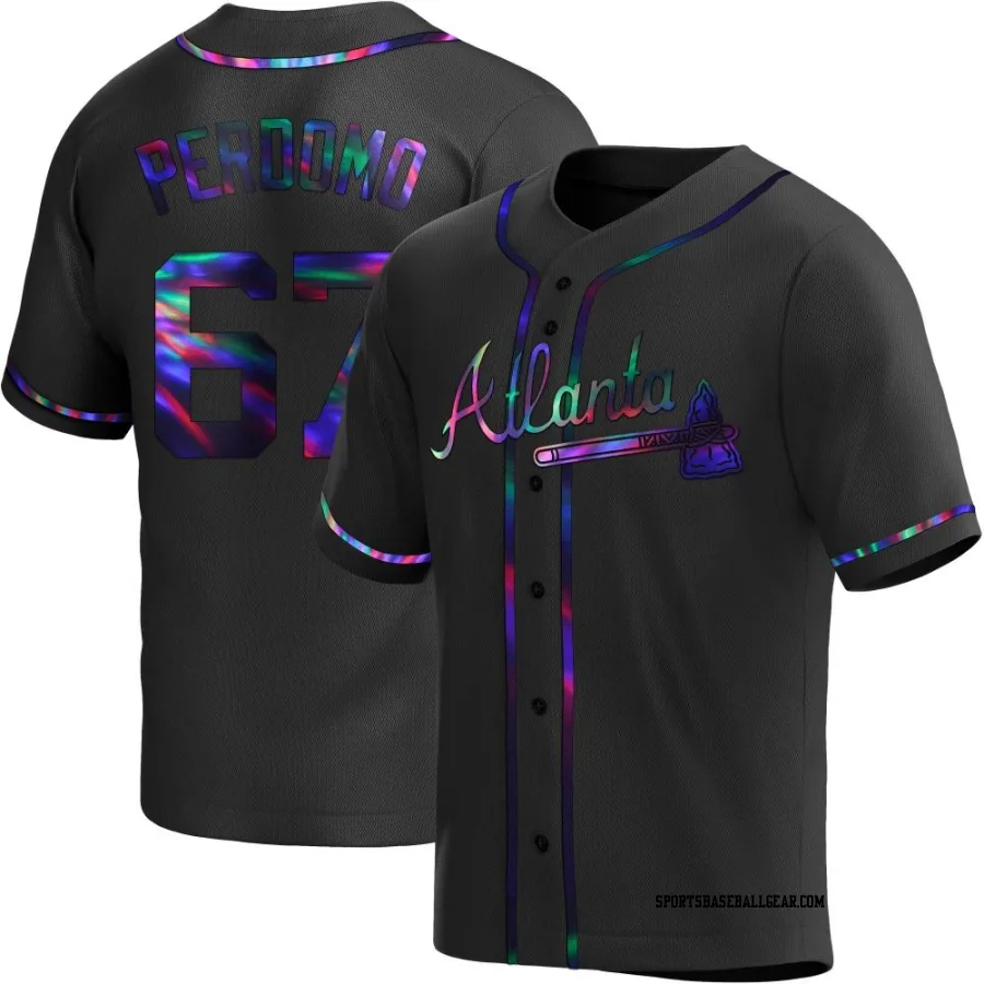 Angel Perdomo Youth Atlanta Braves Black Holographic Replica Alternate Jersey