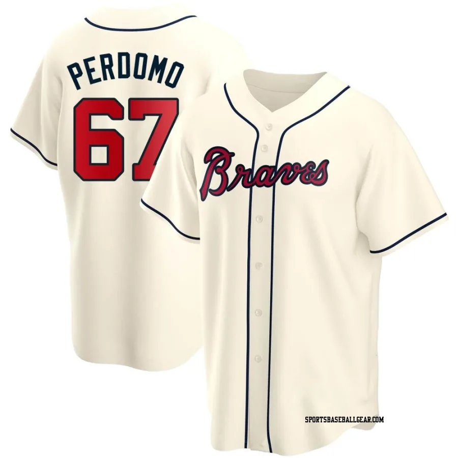 Angel Perdomo Youth Atlanta Braves Cream Replica Alternate Jersey