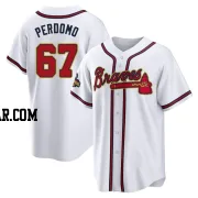 Angel Perdomo Youth Atlanta Braves Gold Replica White 2022 Program Jersey