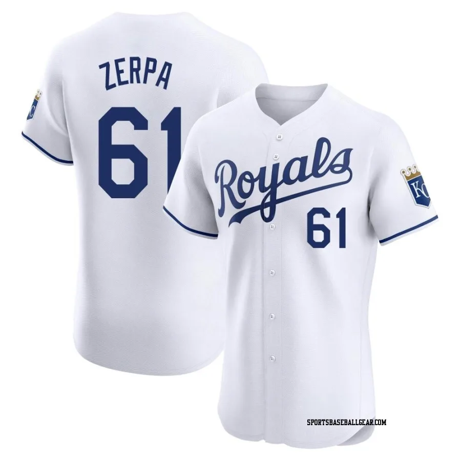 Angel Zerpa Men's Kansas City Royals White Elite Home Jersey