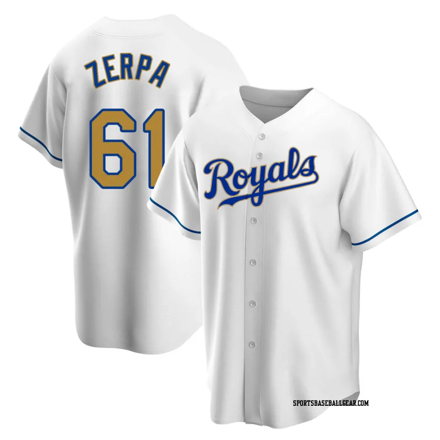 Angel Zerpa Youth Kansas City Royals Gold Replica White Home Jersey