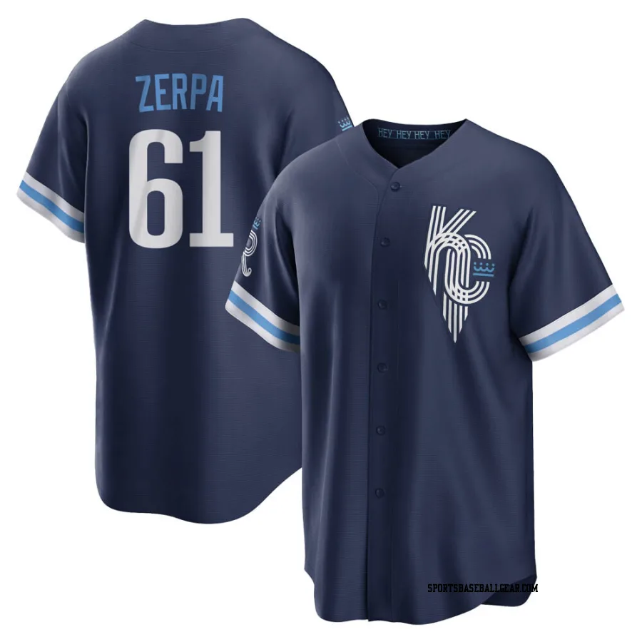 Angel Zerpa Youth Kansas City Royals Navy Replica 2022 City Connect Jersey