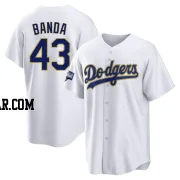 Anthony Banda Men's Los Angeles Dodgers White/Gold Replica 2021 Gold Program Player Jersey