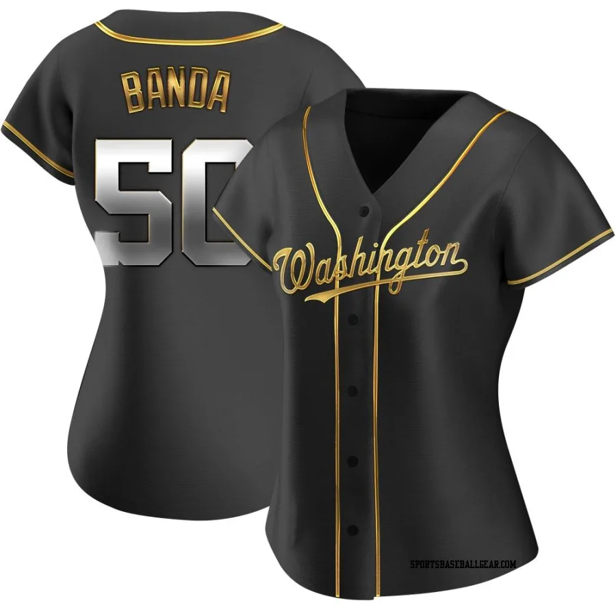 Anthony Banda Women's Washington Nationals Black Golden Replica Alternate Jersey