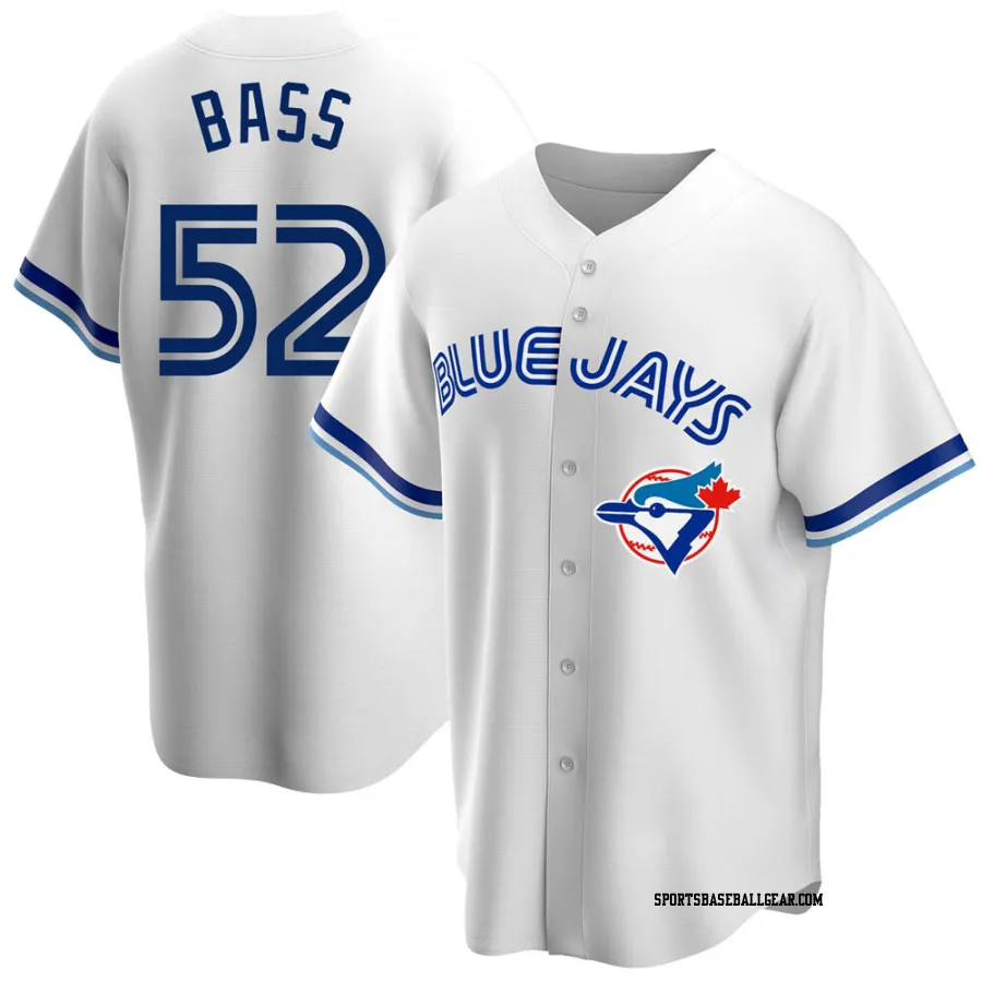 Anthony Bass Men's Toronto Blue Jays White Replica Home Cooperstown Collection Jersey