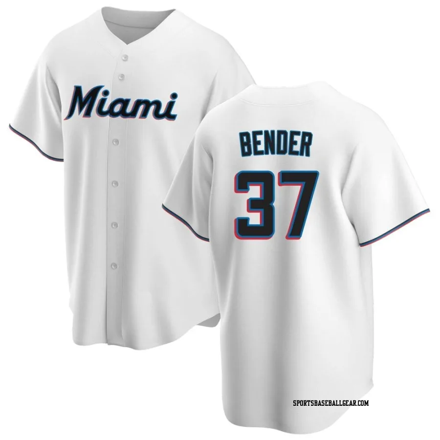 Anthony Bender Men's Miami Marlins White Replica Home Jersey