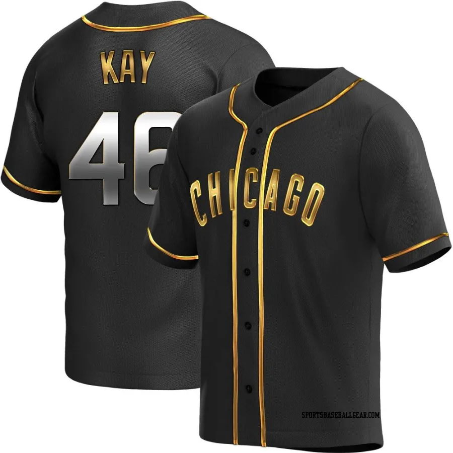 Anthony Kay Men's Chicago Cubs Black Golden Replica Alternate Jersey