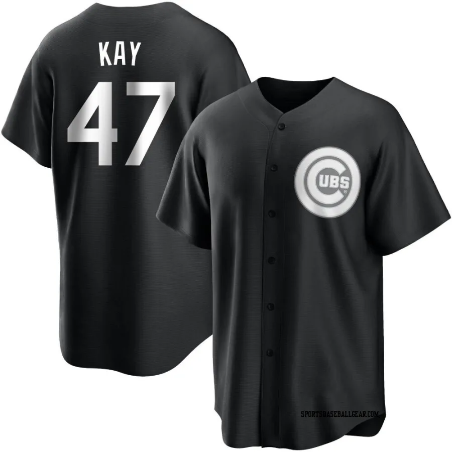 Anthony Kay Men's Chicago Cubs Black/White Replica Jersey