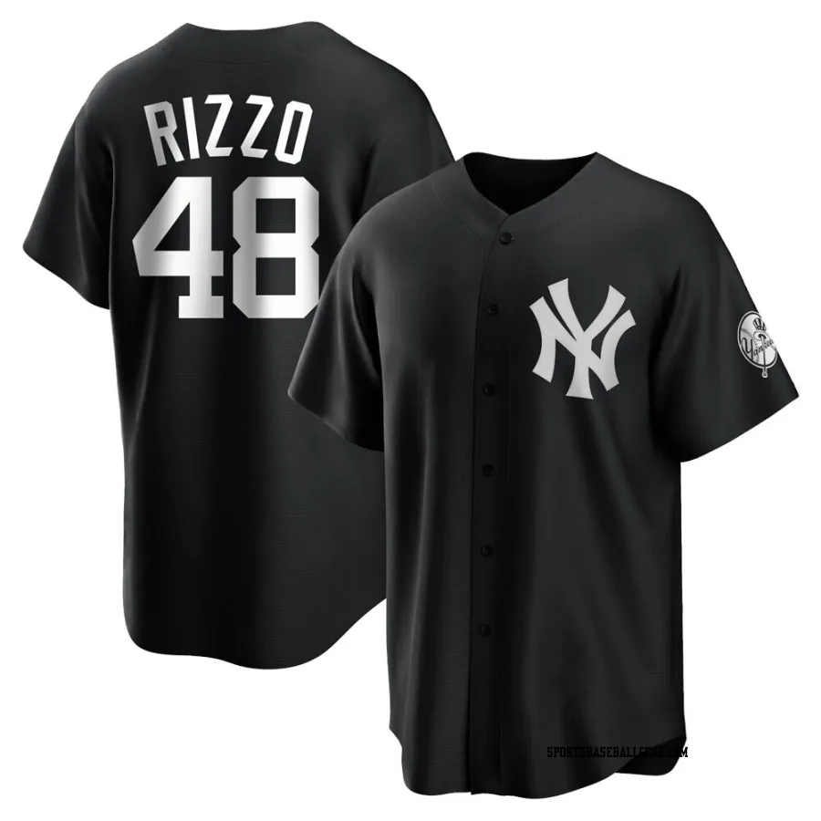 Anthony Rizzo Men's New York Yankees Black/White Replica Jersey