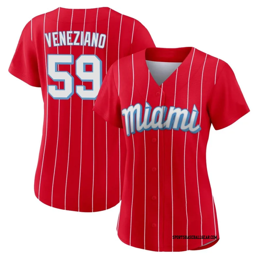 Anthony Veneziano Women's Miami Marlins Red Authentic 2021 City Connect Jersey