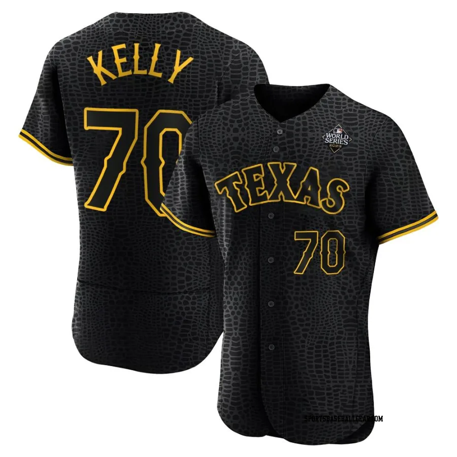 Antoine Kelly Men's Texas Rangers Black Authentic Snake Skin City 2023 World Series Jersey