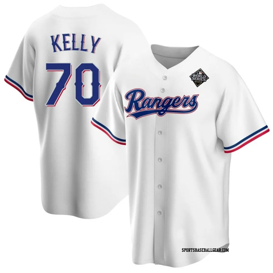 Antoine Kelly Men's Texas Rangers White Replica Home 2023 World Series Jersey