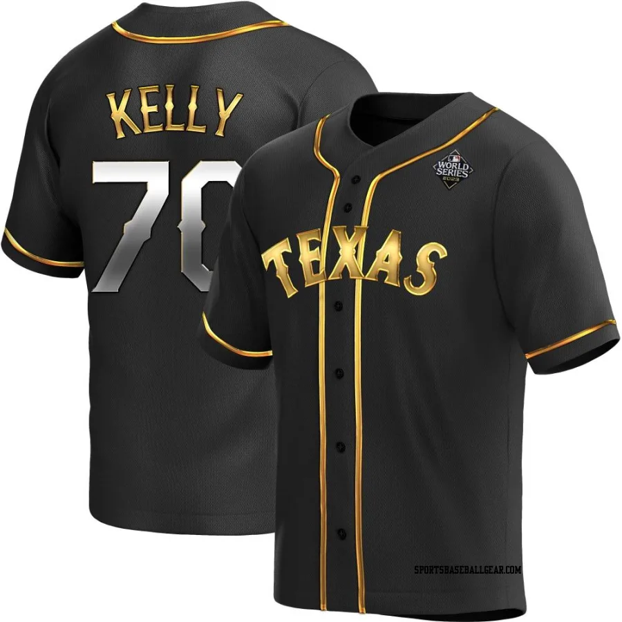 Antoine Kelly Youth Texas Rangers Black Golden Replica Alternate 2023 World Series Jersey