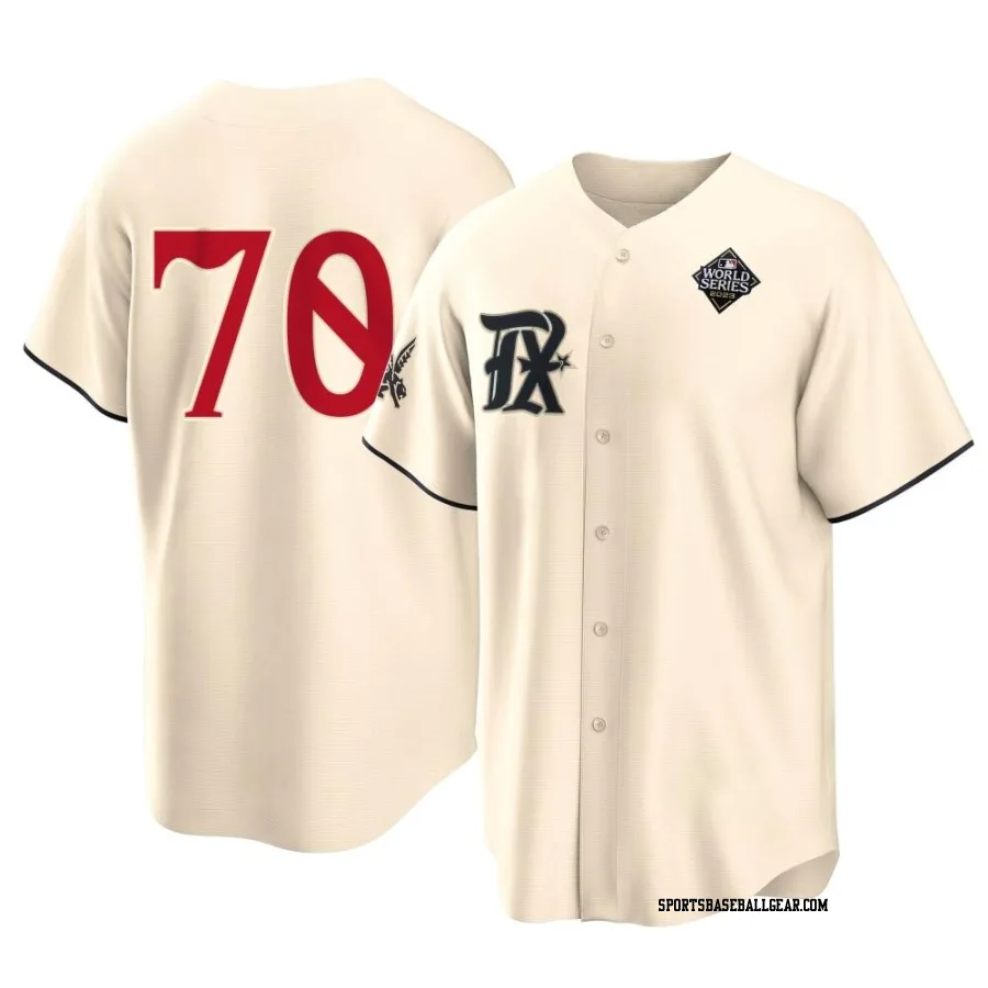 Antoine Kelly Youth Texas Rangers Cream Replica 2023 City Connect 2023 World Series Jersey