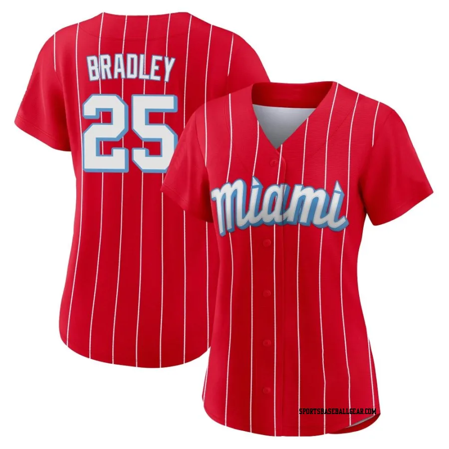 Archie Bradley Women's Miami Marlins Red Authentic 2021 City Connect Jersey