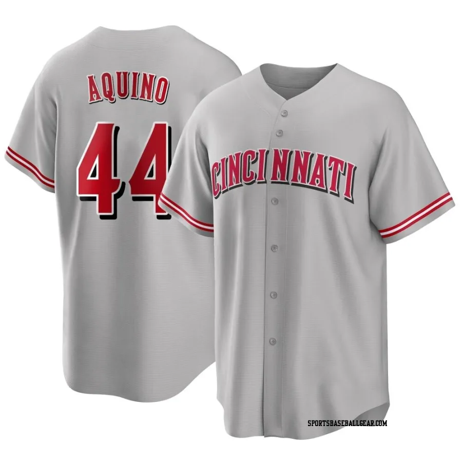 Aristides Aquino Men's Cincinnati Reds Gray Replica Road Jersey