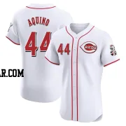 Aristides Aquino Men's Cincinnati Reds White Elite Home Patch Jersey