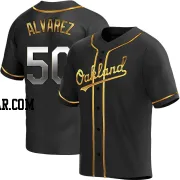 Armando Alvarez Men's Oakland Athletics Black Golden Replica Alternate Jersey