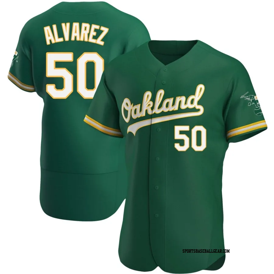 Armando Alvarez Men's Oakland Athletics Green Authentic Kelly Alternate Jersey