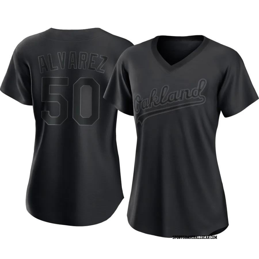 Armando Alvarez Women's Oakland Athletics Black Authentic Pitch Fashion Jersey