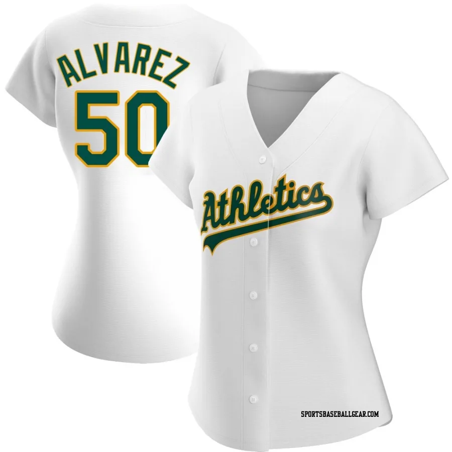 Armando Alvarez Women's Oakland Athletics White Authentic Home Jersey