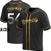 Aroldis Chapman Men's Kansas City Royals Black Golden Replica Alternate Jersey