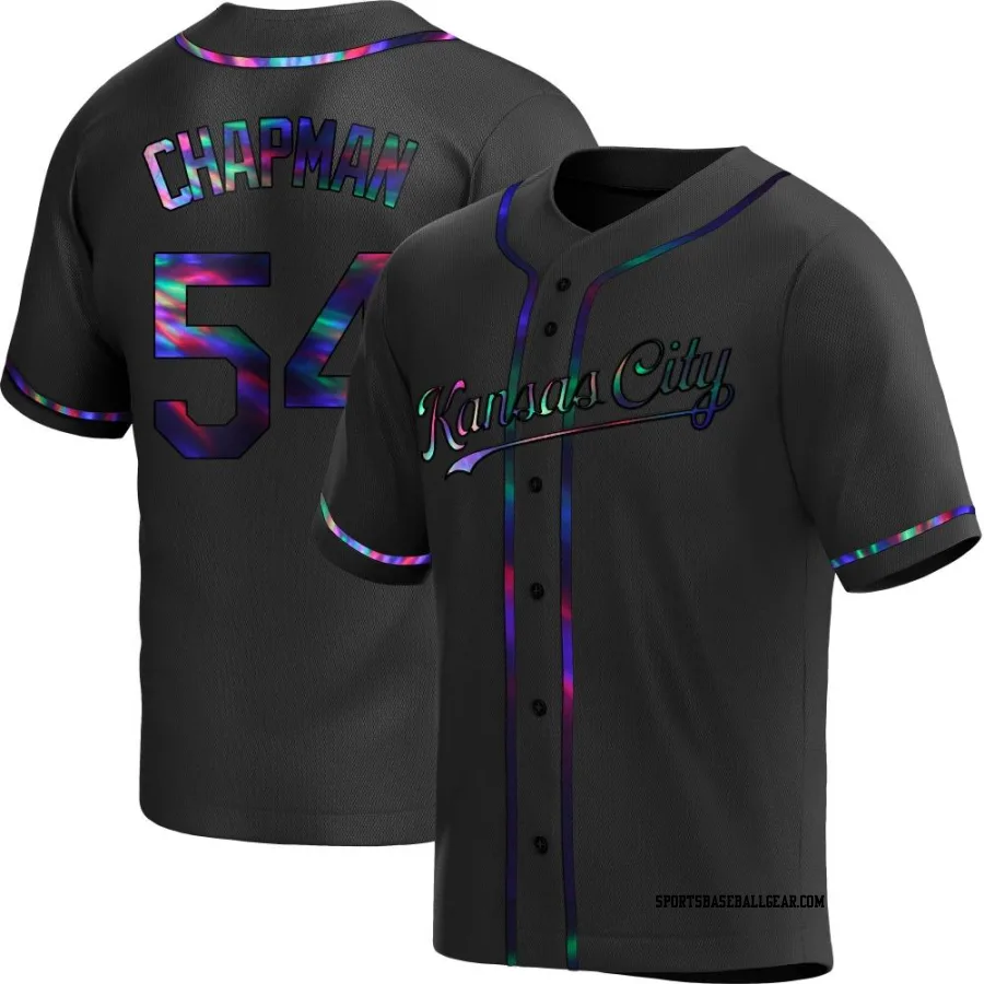 Aroldis Chapman Men's Kansas City Royals Black Holographic Replica Alternate Jersey