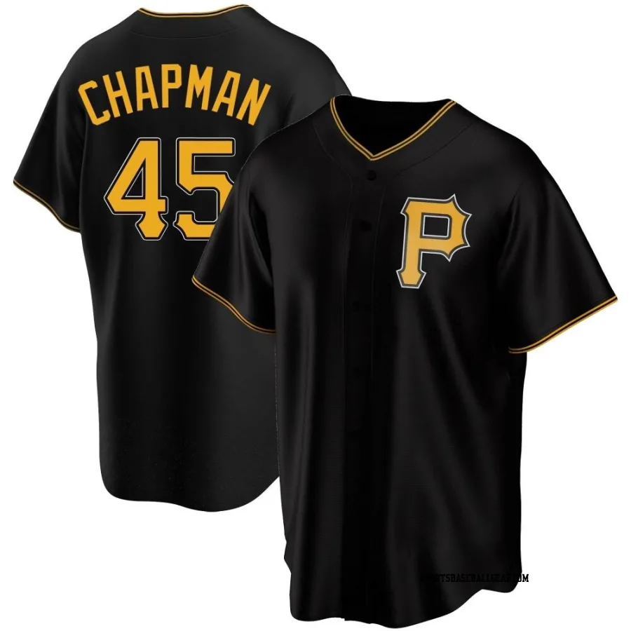 Aroldis Chapman Men's Pittsburgh Pirates Black Replica Alternate Jersey