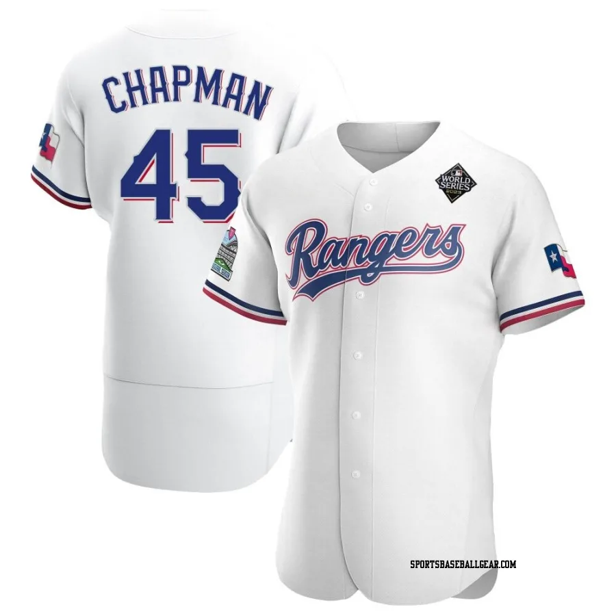 Aroldis Chapman Men's Texas Rangers White Authentic Home 2023 World Series Jersey