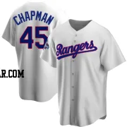 Aroldis Chapman Men's Texas Rangers White Replica Home Cooperstown Collection 2023 World Series Champions Jersey