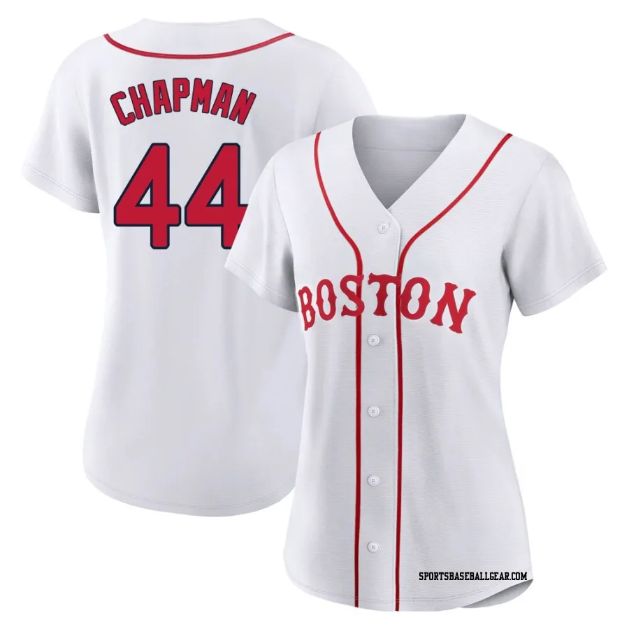 Aroldis Chapman Women's Boston Red Sox White Authentic 2021 Patriots' Day Jersey