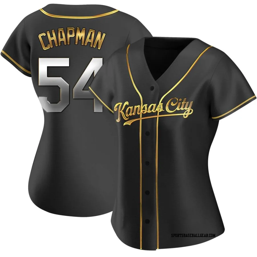 Aroldis Chapman Women's Kansas City Royals Black Golden Replica Alternate Jersey